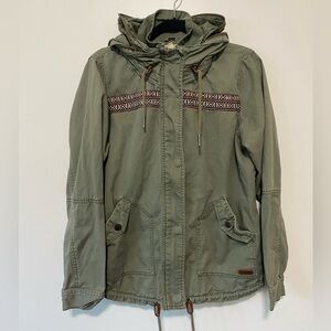 Roxy Military Green Zip Up Jacket with detailing